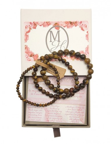 Tijgeroog armbanden - Set van 3 maten