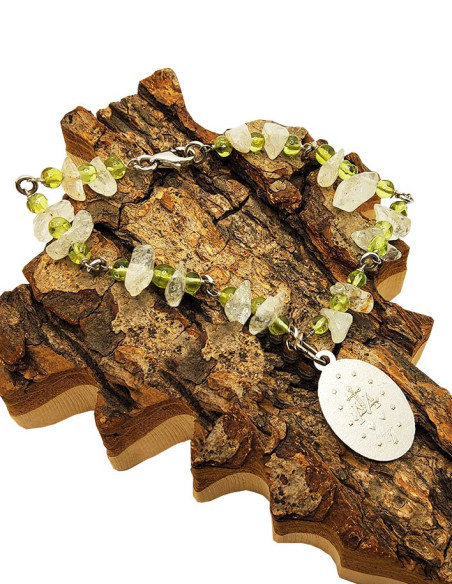 Miraculous Virgin Medal Bracelet - Aventurine & Rock Crystal
