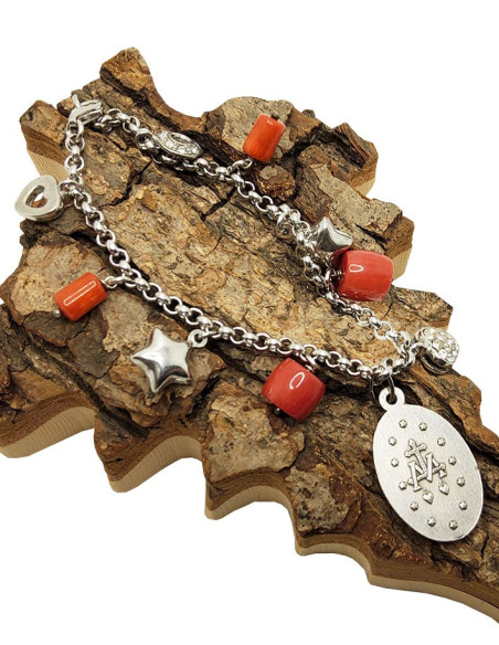 Armband met de Wonderbaarlijke Maagd Medaille - Rode Jaspis Bedels 1