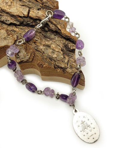 Armband met de Wonderbaarlijke Maagd Medaille - Amethist
