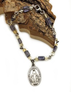 Armband met de Wonderbaarlijke Maagd Medaille - Citrien & Tanzaniet