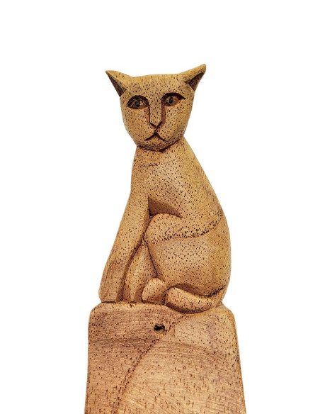 Houten wierookhouder - Kat in profiel