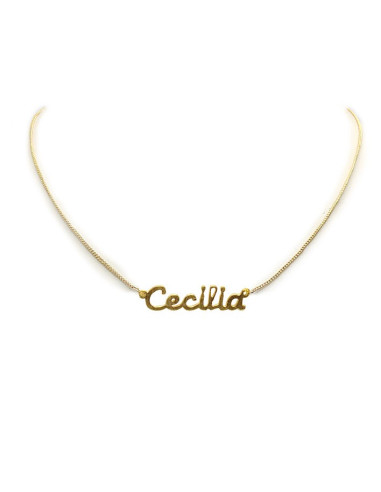Collier prénom ras-de-cou doré à l'or fin - Cécilia