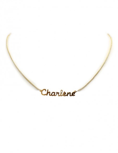 Collier prénom ras-de-cou doré à l'or fin - Charlène
