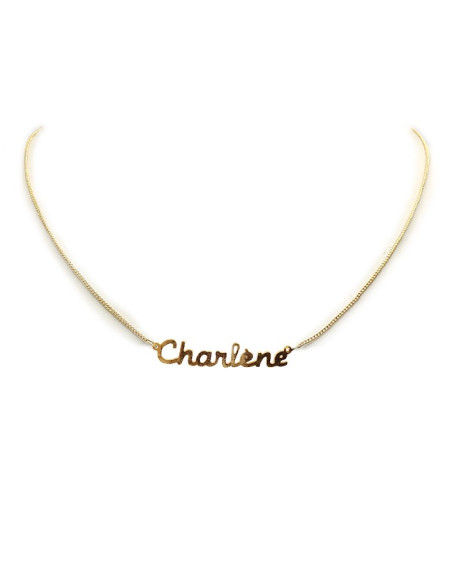 Gold-plated name choker necklace - Charlène