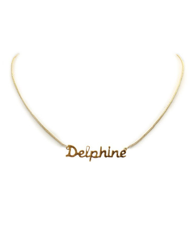 Collar gargantilla con el nombre, chapado en oro - Delphine