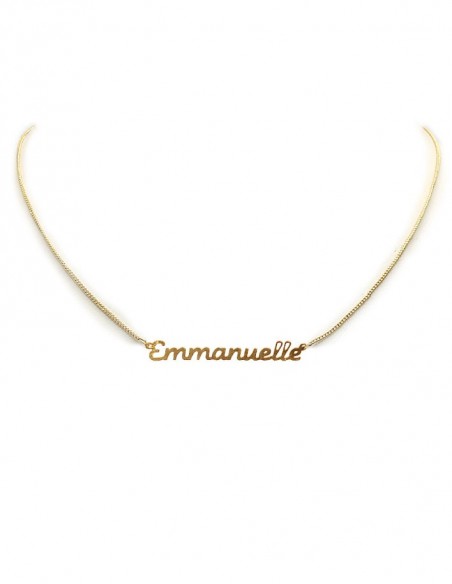 Voornaam choker halsketting, verguld - Emmanuelle