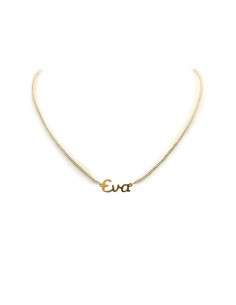 Collier prénom ras-de-cou doré à l'or fin - Eva