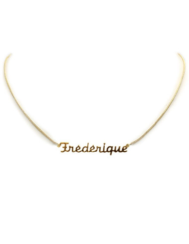 Collier prénom ras-de-cou doré à l'or fin - Frédérique