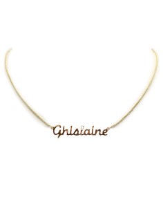 Collier prénom ras-de-cou doré à l'or fin - Ghislaine
