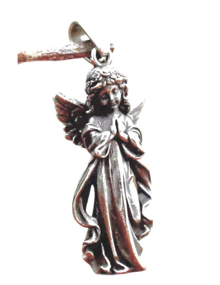 Pendentif Ange artisanal en acier inoxydable éthique
