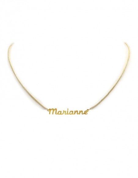 Collier prénom ras-de-cou doré à l'or fin - Marianne