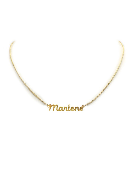 Gold-plated name choker necklace - Marlène