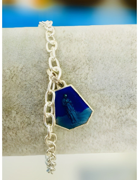 Bracciale in argento 925 con medaglia della Nostra Signora di Banneux