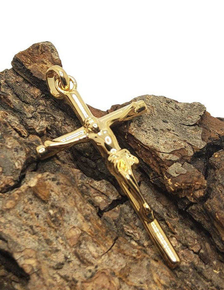 Pendentif croix Christ - plaqué or
