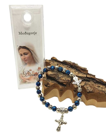 Bracciale con perline blu e argento Medjugorje