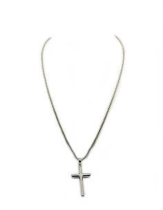 Necklace with cross pendant, 60 cm - stainless steel