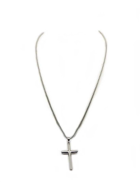 Collier avec pendentif croix 60 cm - acier inoxydable