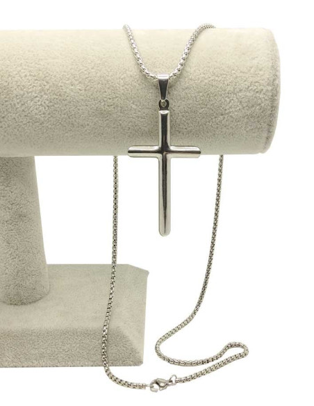 Collana con ciondolo a croce 60 cm - acciaio inossidabile