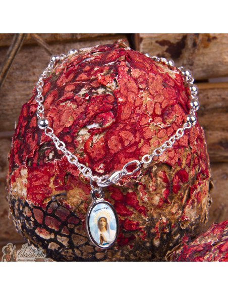 Pulsera rosario Banneux N.D en metal plateado