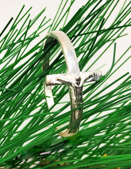 Bague Christ sur la croix - argent 925