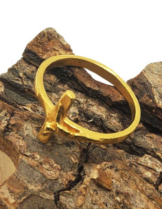 Gold-Plated Crucified Christ Cross Ring