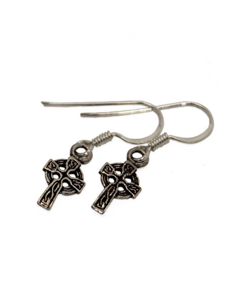 Boucles d'oreilles croix celtique en argent 925