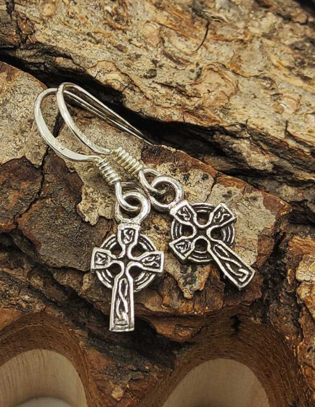 Boucles d'oreilles croix celtique en argent 925