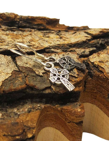Boucles d'oreilles croix celtique en argent 925