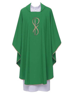 Casulla Verde con Estola Bordada PAX - Talla Única