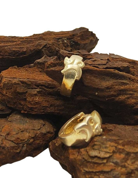 Boucles d'oreille anneau en argent 925 - Chat