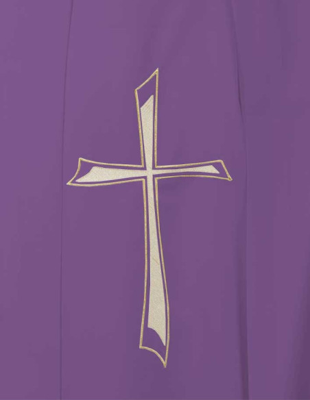 Purple chasuble with stylized TAU cross embroidery and stole - One size