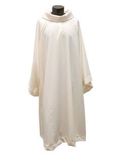 Cream Liturgical Albe with Monastic Collar - Polyester