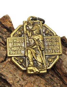 Medalla de San Cristóbal y Nuestra Señora del Camino - 32 mm Bañada en Oro