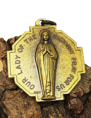 Medal to Saint Christopher and Our Lady of the Road - 32 mm Gold-Plated