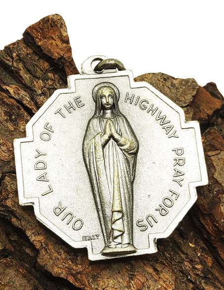 Medalla de San Cristóbal y Nuestra Señora del Camino - 32 mm Plata