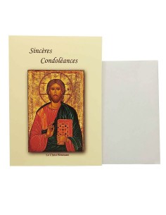 Carte de voeux - Sincères condoléances - Icône Christ Bénissant