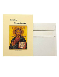 1 608 / 5 000 Tarjeta de felicitación - Sinceras condolencias - Icono del Cristo Pantocrator