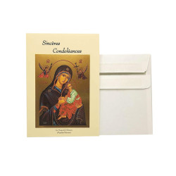 Carte de voeux - Sincères condoléances - Icône Vierge de la Passion - Doré