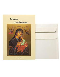 Tarjeta de felicitación - Sinceras Condolencias - Icono de la Virgen de la Pasión - Dorado