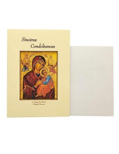 Biglietto d'auguri - Sincere condoglianze - Icona della Vergine della Passione - Rosso