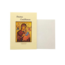Tarjeta de felicitación - Sinceras Condolencias - Icono de la Virgen de la Pasión - Rojo