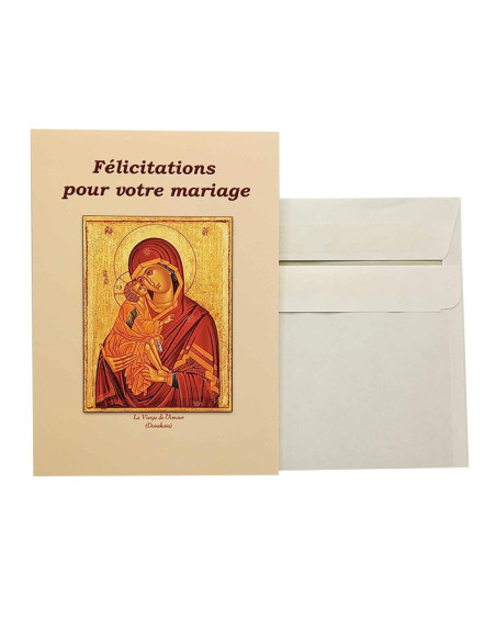 Tarjeta "Felicitaciones por su Boda" - Icono de la Virgen del Amor