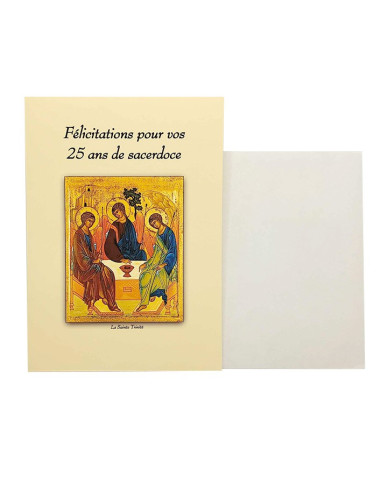 Carte de Félicitations - 25 ans de sacerdoce - Icône Sainte Trinité