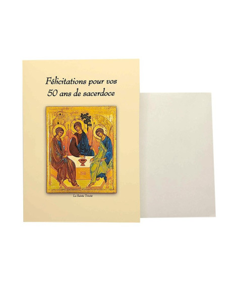 Tarjeta de Felicitaciones - 50 Años de Sacerdocio - Icono de la Santísima Trinidad