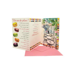 Tri-fold Birthday Card "One More Year" - Macarons