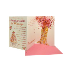 Carte de félicitations 3 volets Anniversaire de Mariage - Gâteau
