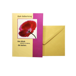 Carte d'Anniversaire en allemand - Coquelicot et texte doré