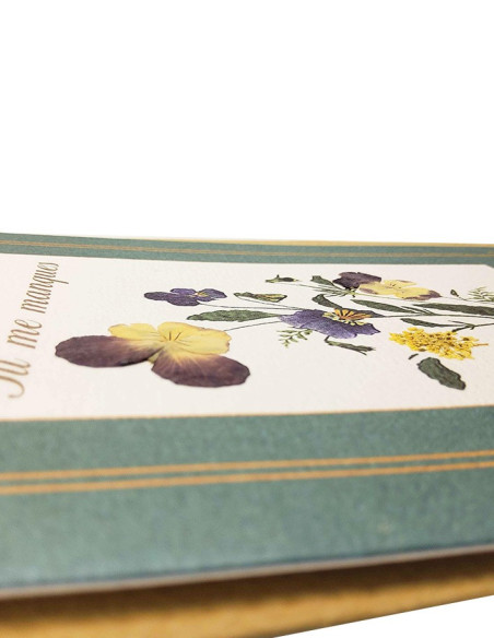 "Ik Mis Je" Kaart - Met Echte Gedroogde Bloemen