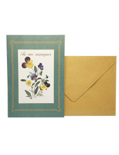 Biglietto "Mi manchi" - Con veri fiori secchi